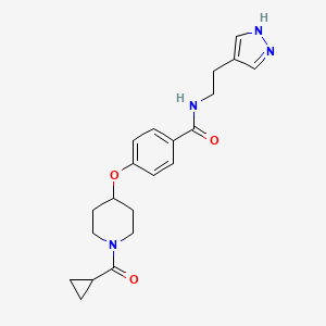 molecular formula C21H26N4O3 B5060371 4-{[1-(cyclopropylcarbonyl)-4-piperidinyl]oxy}-N-[2-(1H-pyrazol-4-yl)ethyl]benzamide 