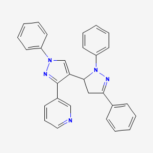 molecular formula C29H23N5 B5060393 1',2,5-triphenyl-3'-(3-pyridinyl)-3,4-dihydro-1'H,2H-3,4'-bipyrazole 