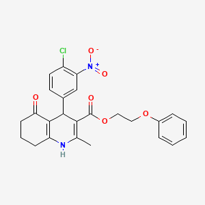 molecular formula C25H23ClN2O6 B5060398 2-phenoxyethyl 4-(4-chloro-3-nitrophenyl)-2-methyl-5-oxo-1,4,5,6,7,8-hexahydro-3-quinolinecarboxylate 