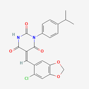 molecular formula C21H17ClN2O5 B5060412 5-[(6-chloro-1,3-benzodioxol-5-yl)methylene]-1-(4-isopropylphenyl)-2,4,6(1H,3H,5H)-pyrimidinetrione 