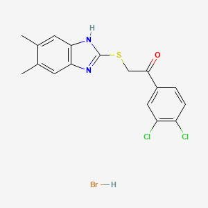 molecular formula C17H15BrCl2N2OS B5060424 1-(3,4-dichlorophenyl)-2-[(5,6-dimethyl-1H-benzimidazol-2-yl)thio]ethanone hydrobromide 
