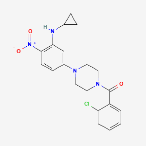 molecular formula C20H21ClN4O3 B5060433 5-[4-(2-chlorobenzoyl)-1-piperazinyl]-N-cyclopropyl-2-nitroaniline 