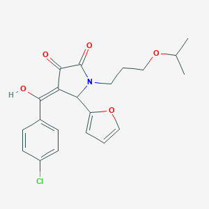 molecular formula C21H22ClNO5 B506046 4-(4-chlorobenzoyl)-5-(2-furyl)-3-hydroxy-1-(3-isopropoxypropyl)-1,5-dihydro-2H-pyrrol-2-one 