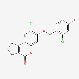 molecular formula C19H13Cl2FO3 B5060505 8-chloro-7-[(2-chloro-4-fluorobenzyl)oxy]-2,3-dihydrocyclopenta[c]chromen-4(1H)-one 