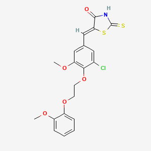 molecular formula C20H18ClNO5S2 B5060606 5-{3-chloro-5-methoxy-4-[2-(2-methoxyphenoxy)ethoxy]benzylidene}-2-thioxo-1,3-thiazolidin-4-one 