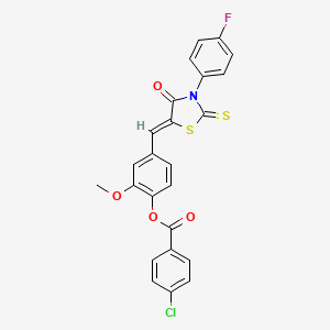 4-{[3-(4-fluorophenyl)-4-oxo-2-thioxo-1,3-thiazolidin-5-ylidene]methyl}-2-methoxyphenyl 4-chlorobenzoate