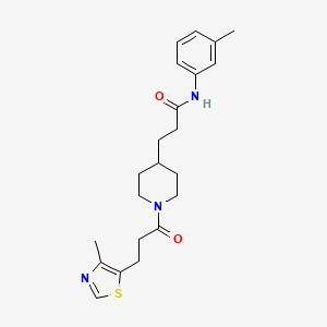 molecular formula C22H29N3O2S B5060642 N-(3-methylphenyl)-3-{1-[3-(4-methyl-1,3-thiazol-5-yl)propanoyl]-4-piperidinyl}propanamide 