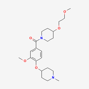 molecular formula C22H34N2O5 B5060671 4-(2-methoxyethoxy)-1-{3-methoxy-4-[(1-methyl-4-piperidinyl)oxy]benzoyl}piperidine 