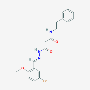molecular formula C19H20BrN3O3 B506069 3-[2-(5-bromo-2-methoxybenzylidene)hydrazino]-3-oxo-N-(2-phenylethyl)propanamide 
