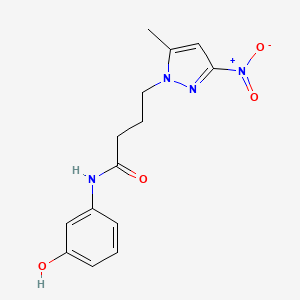 molecular formula C14H16N4O4 B5060745 N-(3-hydroxyphenyl)-4-(5-methyl-3-nitro-1H-pyrazol-1-yl)butanamide 