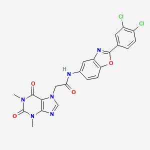 molecular formula C22H16Cl2N6O4 B5060760 N-[2-(3,4-dichlorophenyl)-1,3-benzoxazol-5-yl]-2-(1,3-dimethyl-2,6-dioxo-1,2,3,6-tetrahydro-7H-purin-7-yl)acetamide 