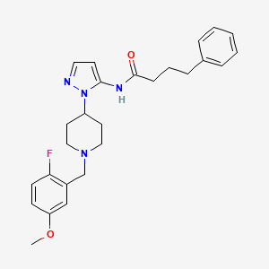 molecular formula C26H31FN4O2 B5060769 N-{1-[1-(2-fluoro-5-methoxybenzyl)-4-piperidinyl]-1H-pyrazol-5-yl}-4-phenylbutanamide 