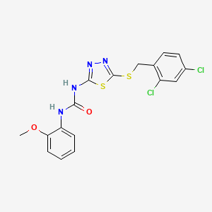 molecular formula C17H14Cl2N4O2S2 B5060774 N-{5-[(2,4-dichlorobenzyl)thio]-1,3,4-thiadiazol-2-yl}-N'-(2-methoxyphenyl)urea 