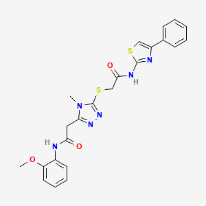 molecular formula C23H22N6O3S2 B5060787 2-[(5-{2-[(2-methoxyphenyl)amino]-2-oxoethyl}-4-methyl-4H-1,2,4-triazol-3-yl)thio]-N-(4-phenyl-1,3-thiazol-2-yl)acetamide 
