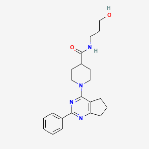 molecular formula C22H28N4O2 B5060805 N-(3-hydroxypropyl)-1-(2-phenyl-6,7-dihydro-5H-cyclopenta[d]pyrimidin-4-yl)-4-piperidinecarboxamide 