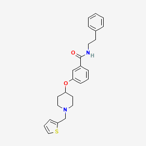 molecular formula C25H28N2O2S B5060822 N-(2-phenylethyl)-3-{[1-(2-thienylmethyl)-4-piperidinyl]oxy}benzamide 