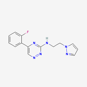 molecular formula C14H13FN6 B5060847 5-(2-fluorophenyl)-N-[2-(1H-pyrazol-1-yl)ethyl]-1,2,4-triazin-3-amine 