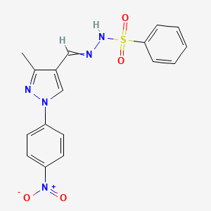 molecular formula C17H15N5O4S B5060855 N'-{[3-methyl-1-(4-nitrophenyl)-1H-pyrazol-4-yl]methylene}benzenesulfonohydrazide 