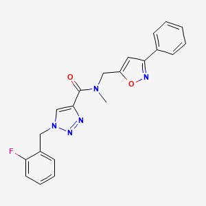 molecular formula C21H18FN5O2 B5060864 1-(2-fluorobenzyl)-N-methyl-N-[(3-phenyl-5-isoxazolyl)methyl]-1H-1,2,3-triazole-4-carboxamide 