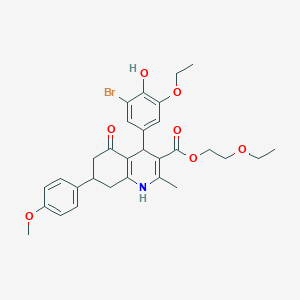 molecular formula C30H34BrNO7 B5060877 2-ethoxyethyl 4-(3-bromo-5-ethoxy-4-hydroxyphenyl)-7-(4-methoxyphenyl)-2-methyl-5-oxo-1,4,5,6,7,8-hexahydro-3-quinolinecarboxylate 