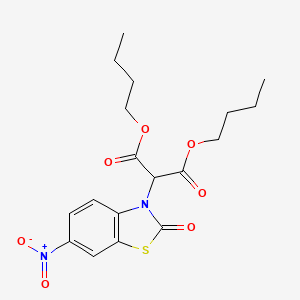 molecular formula C18H22N2O7S B5060885 dibutyl (6-nitro-2-oxo-1,3-benzothiazol-3(2H)-yl)malonate 