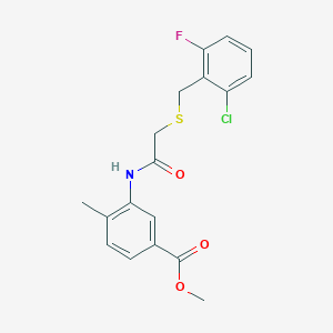 molecular formula C18H17ClFNO3S B5060978 methyl 3-({[(2-chloro-6-fluorobenzyl)thio]acetyl}amino)-4-methylbenzoate 