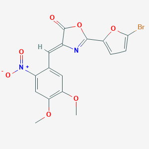 molecular formula C16H11BrN2O7 B506099 (4Z)-2-(5-bromofuran-2-yl)-4-[(4,5-dimethoxy-2-nitrophenyl)methylidene]-1,3-oxazol-5-one 