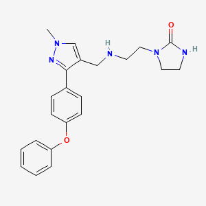 molecular formula C22H25N5O2 B5061046 1-[2-({[1-methyl-3-(4-phenoxyphenyl)-1H-pyrazol-4-yl]methyl}amino)ethyl]-2-imidazolidinone 