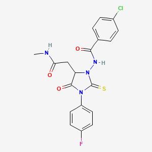 4-chloro-N-{3-(4-fluorophenyl)-5-[2-(methylamino)-2-oxoethyl]-4-oxo-2-thioxo-1-imidazolidinyl}benzamide