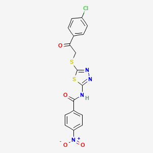 molecular formula C17H11ClN4O4S2 B5061087 N-(5-{[2-(4-chlorophenyl)-2-oxoethyl]thio}-1,3,4-thiadiazol-2-yl)-4-nitrobenzamide 