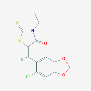 molecular formula C13H10ClNO3S2 B506110 (5E)-5-[(6-chloro-1,3-benzodioxol-5-yl)methylene]-3-ethyl-2-thioxo-1,3-thiazolidin-4-one 