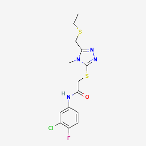 molecular formula C14H16ClFN4OS2 B5061102 N-(3-chloro-4-fluorophenyl)-2-({5-[(ethylthio)methyl]-4-methyl-4H-1,2,4-triazol-3-yl}thio)acetamide 