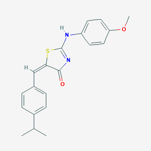 molecular formula C20H20N2O2S B506114 (5E)-2-(4-methoxyanilino)-5-[(4-propan-2-ylphenyl)methylidene]-1,3-thiazol-4-one 