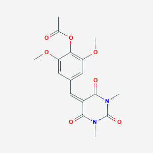 molecular formula C17H18N2O7 B506115 4-[(1,3-dimethyl-2,4,6-trioxotetrahydropyrimidin-5(2H)-ylidene)methyl]-2,6-dimethoxyphenyl acetate 