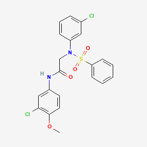 molecular formula C21H18Cl2N2O4S B5061192 N~1~-(3-chloro-4-methoxyphenyl)-N~2~-(3-chlorophenyl)-N~2~-(phenylsulfonyl)glycinamide CAS No. 6411-57-0