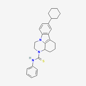 molecular formula C27H31N3S B5061272 8-cyclohexyl-N-phenyl-1,2,3a,4,5,6-hexahydro-3H-pyrazino[3,2,1-jk]carbazole-3-carbothioamide 