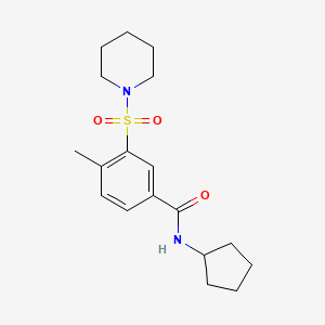 molecular formula C18H26N2O3S B5061280 N-cyclopentyl-4-methyl-3-(piperidin-1-ylsulfonyl)benzamide 