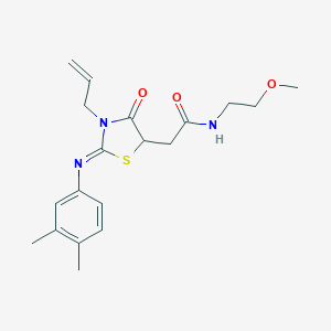 molecular formula C19H25N3O3S B506132 2-{3-allyl-2-[(3,4-dimethylphenyl)imino]-4-oxo-1,3-thiazolidin-5-yl}-N-(2-methoxyethyl)acetamide 
