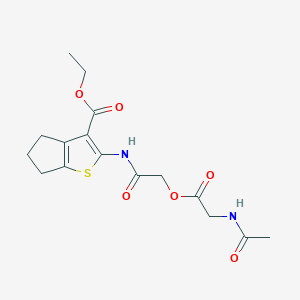 molecular formula C16H20N2O6S B506133 ethyl 2-({[(N-acetylglycyl)oxy]acetyl}amino)-5,6-dihydro-4H-cyclopenta[b]thiophene-3-carboxylate 