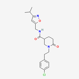 molecular formula C21H26ClN3O3 B5061339 1-[2-(4-chlorophenyl)ethyl]-N-[(3-isopropyl-5-isoxazolyl)methyl]-6-oxo-3-piperidinecarboxamide 