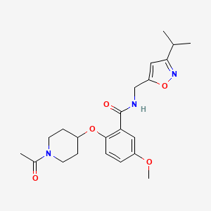 molecular formula C22H29N3O5 B5061394 2-[(1-acetyl-4-piperidinyl)oxy]-N-[(3-isopropyl-5-isoxazolyl)methyl]-5-methoxybenzamide 