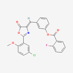 3-{[2-(5-chloro-2-methoxyphenyl)-5-oxo-1,3-oxazol-4(5H)-ylidene]methyl}phenyl 2-fluorobenzoate