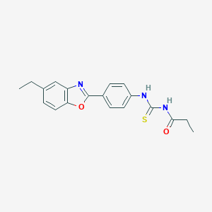 molecular formula C19H19N3O2S B506142 N-{[4-(5-ethyl-1,3-benzoxazol-2-yl)phenyl]carbamothioyl}propanamide 