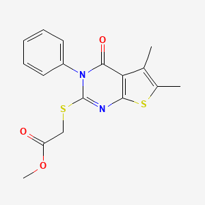 molecular formula C17H16N2O3S2 B5061471 methyl [(5,6-dimethyl-4-oxo-3-phenyl-3,4-dihydrothieno[2,3-d]pyrimidin-2-yl)thio]acetate 