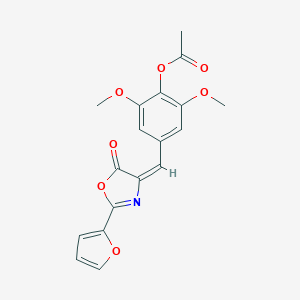 molecular formula C18H15NO7 B506150 4-[(2-(2-furyl)-5-oxo-1,3-oxazol-4(5H)-ylidene)methyl]-2,6-dimethoxyphenyl acetate 