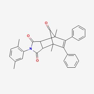 molecular formula C31H27NO3 B5061567 4-(2,5-dimethylphenyl)-1,7-dimethyl-8,9-diphenyl-4-azatricyclo[5.2.1.0~2,6~]dec-8-ene-3,5,10-trione 