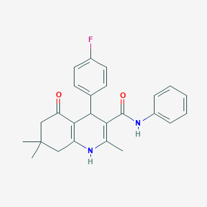 molecular formula C25H25FN2O2 B5061602 4-(4-fluorophenyl)-2,7,7-trimethyl-5-oxo-N-phenyl-1,4,5,6,7,8-hexahydro-3-quinolinecarboxamide 