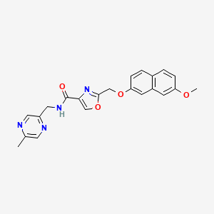 molecular formula C22H20N4O4 B5061711 2-{[(7-methoxy-2-naphthyl)oxy]methyl}-N-[(5-methyl-2-pyrazinyl)methyl]-1,3-oxazole-4-carboxamide 