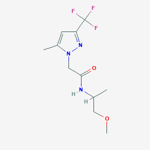 molecular formula C11H16F3N3O2 B506172 N-(1-methoxypropan-2-yl)-2-[5-methyl-3-(trifluoromethyl)-1H-pyrazol-1-yl]acetamide 