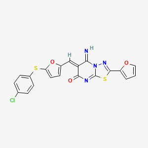 molecular formula C20H11ClN4O3S2 B5061720 6-({5-[(4-chlorophenyl)thio]-2-furyl}methylene)-2-(2-furyl)-5-imino-5,6-dihydro-7H-[1,3,4]thiadiazolo[3,2-a]pyrimidin-7-one 